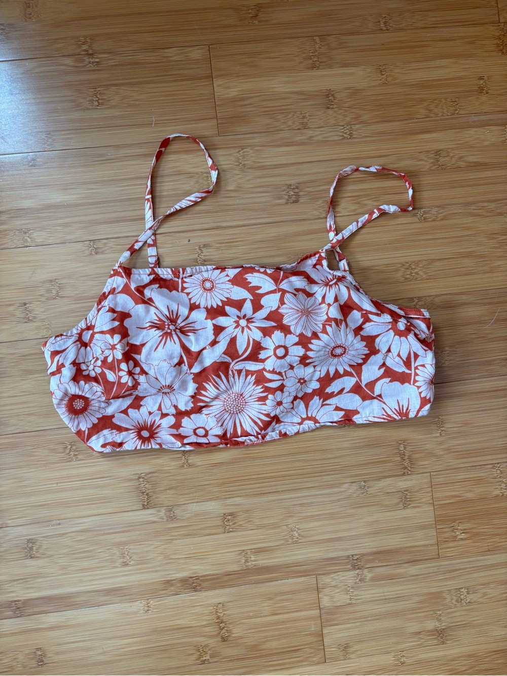 American Eagle Orange Tropical Crop Tank Top size L